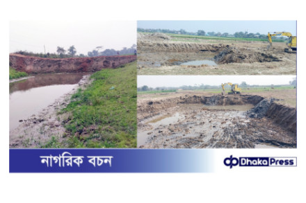 মুরাদনগরে নদীতে বাঁধ দিয়ে তিন ফসলী জমির মাটি নিচ্ছে ইটভাটায়