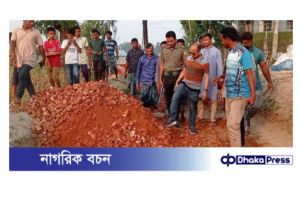 সড়কে নিম্নমানের ইট-খোয়া-বালু ব্যবহারের কারণে কাজ বন্ধ করে দিলেন ইউএনও