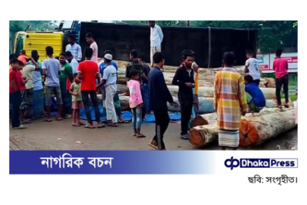 দেবিদ্বারে গাছবোঝাই ট্রাক উল্টে মহাসড়কে ১০ কিলোমিটার যানজট